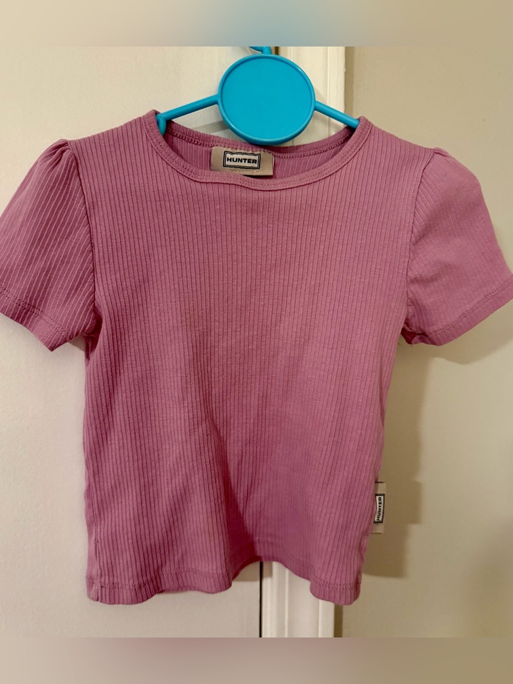 Hunter Girls Pink Ribbed Puff Sleeve Tee Shirt Size 6X